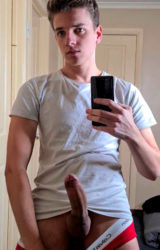 A young guy with a thick uncut cock