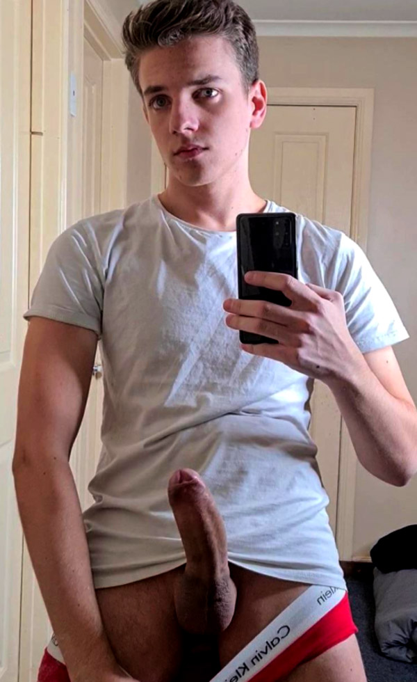 young guy with a big uncut cock