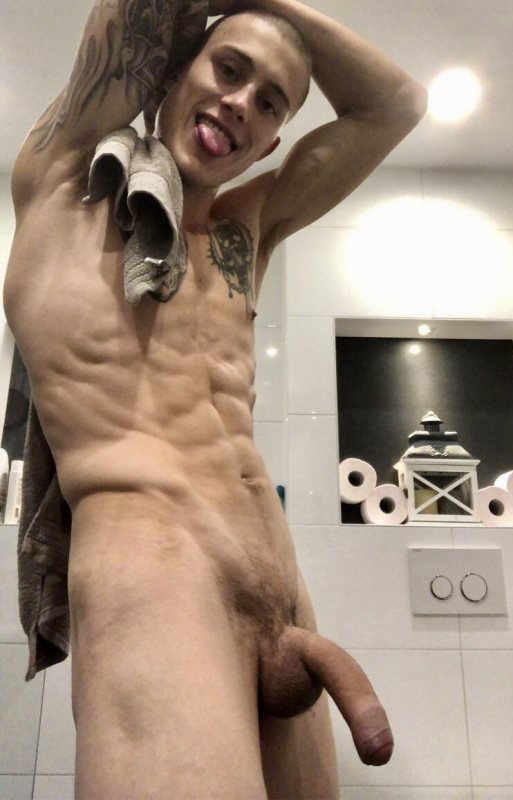 Semi hard uncut cock